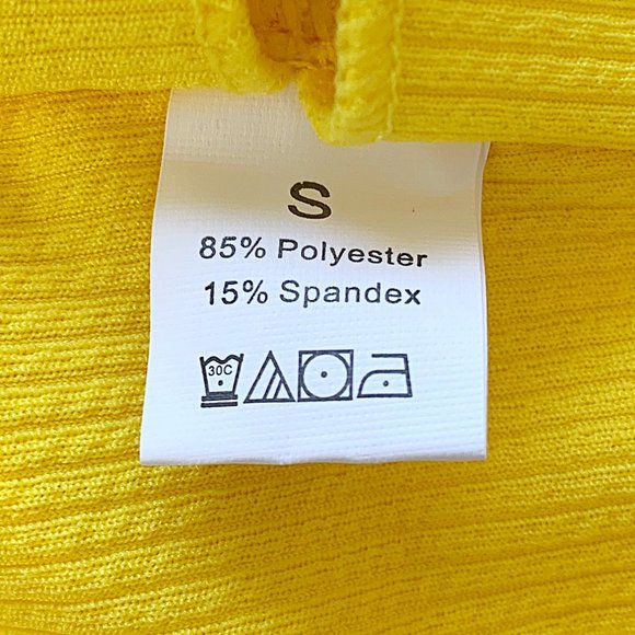 Ribbed Shoulder-Tie Cheeky Bikini in Yellow - Picture 6 of 8